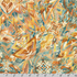 Golden Feathers Mosaic Feathers Topaz Metallic quilting cotton fabric by Studio RK for Robert Kaufman featuring colorful stylized feathers with shimmering metallic accents in topaz, teal, gold, and neutral tones.
