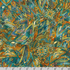 Golden Feathers Mosaic Feathers Peacock Metallic quilting cotton fabric by Studio RK for Robert Kaufman featuring an intricate mosaic of stylized feathers in peacock blue, teal, gold, sage, and shimmering metallic accents.