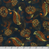 Golden Feathers Paisley Vine Navy metallic quilting fabric by Studio RK for Robert Kaufman featuring elegant paisley vines and floral motifs on a deep navy background with shimmering gold metallic accents.