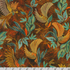 Golden Feathers Birds & Foliage Cayenne metallic quilting fabric by Studio RK for Robert Kaufman featuring elegant birds flying among leafy foliage on a rich cayenne background with shimmering gold metallic accents.