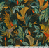 Golden Feathers Birds & Foliage Navy metallic quilting fabric by Studio RK for Robert Kaufman featuring elegant birds flying among leafy foliage on a deep navy background with shimmering gold metallic accents.