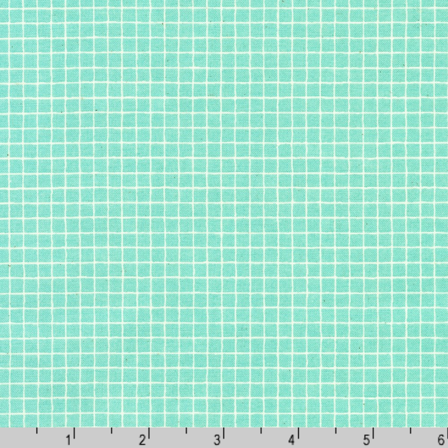 Gelato Grids Peppermint Japanese quilting cotton fabric by Sevenberry for Robert Kaufman featuring a subtle white grid pattern on a fresh peppermint green background.