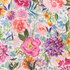 Soulstice Cloud Quilt Back 108-inch wide fabric by Create Joy Project for Moda Fabrics featuring a lush watercolor garden of pink peonies, roses, purple flowers, blue blossoms, and botanical foliage on a soft cloud-white background.