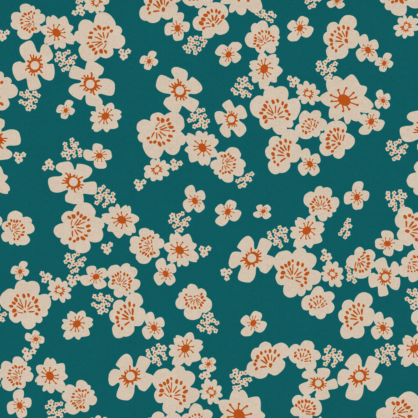 Ruby Star Society Paper Cuts 2 Florals Storytime cotton linen canvas featuring oversized ivory floral blooms on a teal background by Rashida Coleman-Hale for Moda Fabrics.