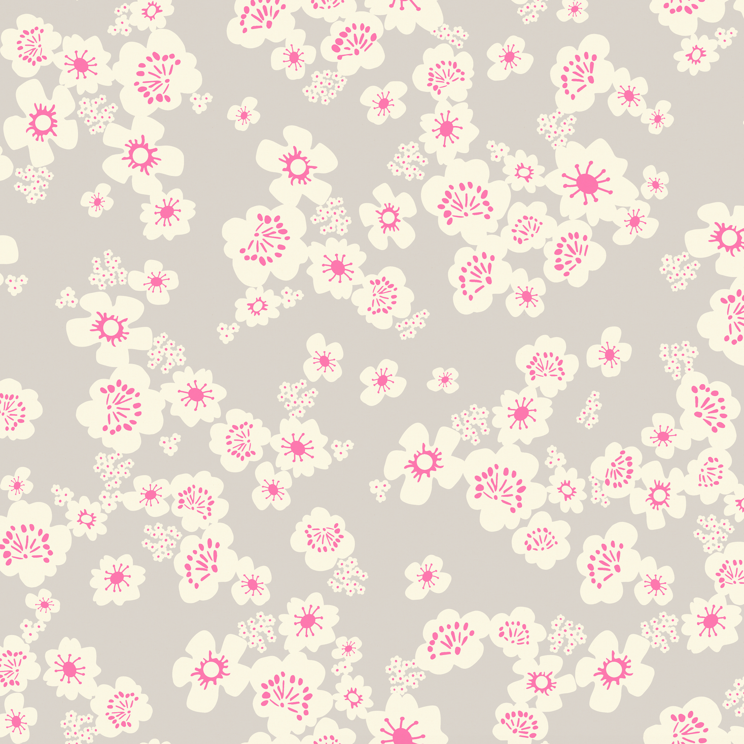 Ruby Star Society Paper Cuts 2 Florals Sandbox cotton linen canvas featuring oversized ivory floral blossoms with bright pink accents on a soft sandbox taupe background by Rashida Coleman-Hale for Moda Fabrics.