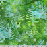 Artisan Batiks Evergreen Ice Sparkle Winter Forest Evergreen premium cotton batik featuring frosted evergreen trees, woodland deer, and metallic silver snowflakes in shades of green, turquoise, and aqua by Lunn Studios for Robert Kaufman.