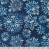 Artisan Batiks Evergreen Ice Sparkle Frosted Snowflakes Blue premium cotton batik featuring large frosted snowflakes with metallic silver accents on a deep navy and icy blue hand-dyed background by Lunn Studios for Robert Kaufman.