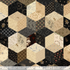 Black Sheep Cottons Star Block Multi 108-inch wide backing fabric by Pam Buda for Marcus Fabrics featuring a reproduction-style patchwork of interconnected star blocks and geometric prints in black, cream, taupe, and charcoal.