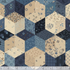 Pam's Stars Blue quilting cotton fabric by Pam Buda for Marcus Fabrics featuring patchwork-style hexagons filled with vintage blue, navy, and cream reproduction prints.