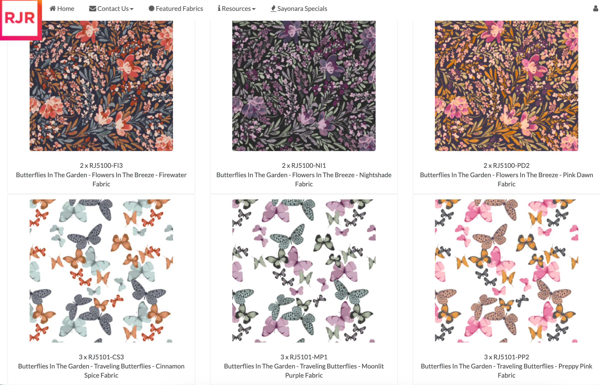 Butterflies In The Garden 10-inch Layer Cake by RJR Studio for RJR Fabrics featuring 42 premium cotton precut squares with butterflies, florals, botanical prints, and coordinating blenders in blush pink, lavender, sage, blue, and charcoal.