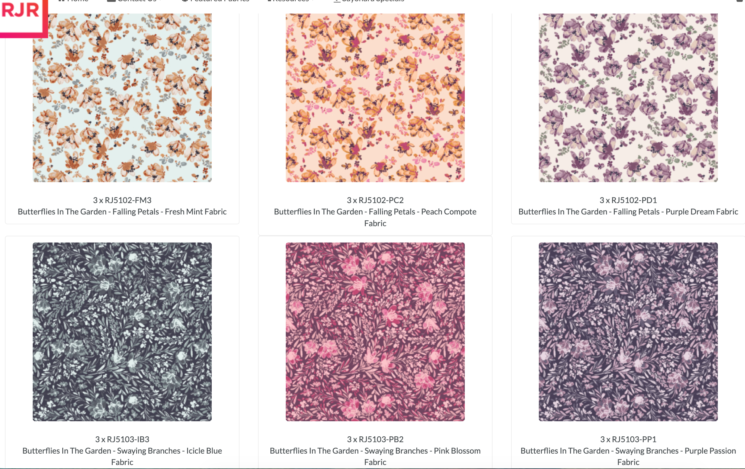 Butterflies In The Garden 10-inch Layer Cake by RJR Studio for RJR Fabrics featuring 42 premium cotton precut squares with butterflies, florals, botanical prints, and coordinating blenders in blush pink, lavender, sage, blue, and charcoal.