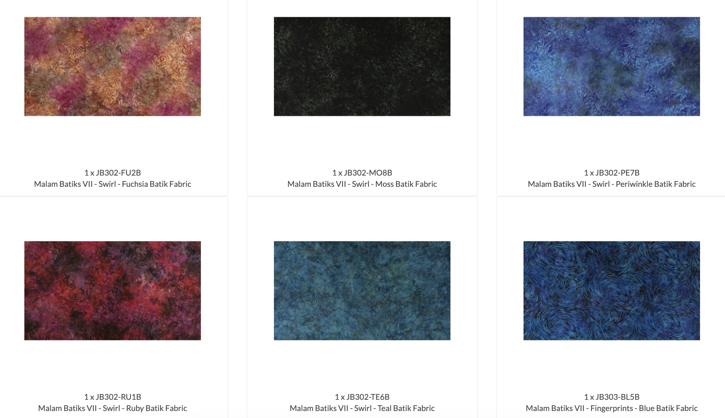 Malam Batiks VII 5x5 Charm Pack by Jinny Beyer for RJR Fabrics featuring 42 premium hand-dyed batik quilting cotton squares in rich jewel tones including blue, teal, green, gold, orange, ruby, purple, and black with floral and textured batik designs.