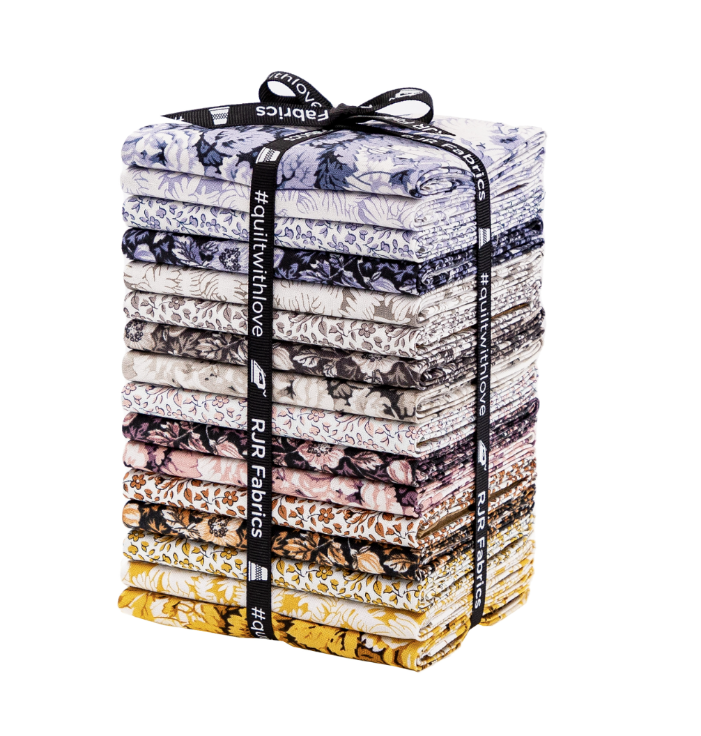 Garden Toile Fat Quarter Bundle by RJR Studio featuring 16 coordinating premium cotton floral, toile, and botanical quilting fabrics.