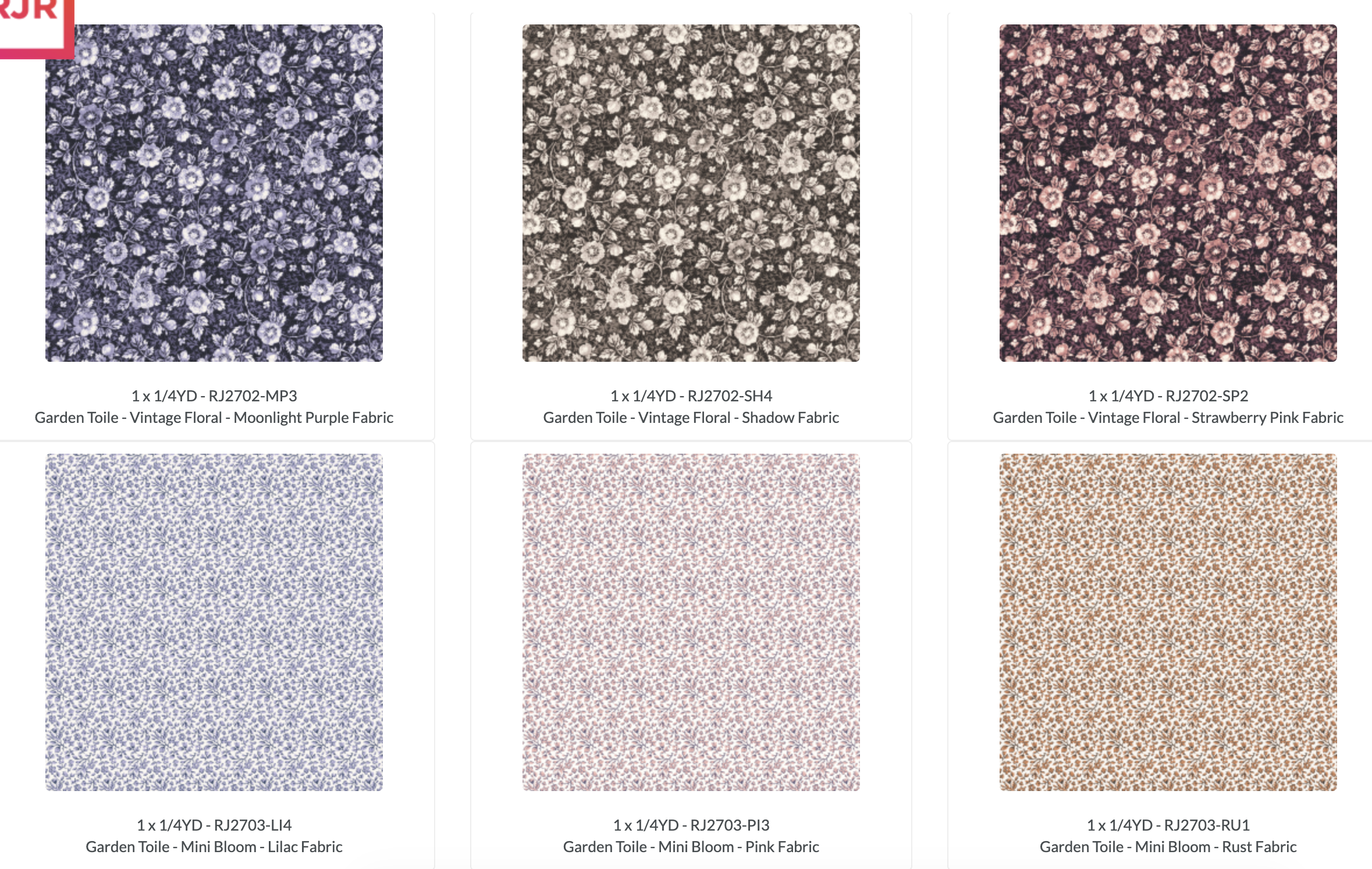 Garden Toile Fat Quarter Bundle by RJR Studio featuring 16 coordinating premium cotton floral, toile, and botanical quilting fabrics.