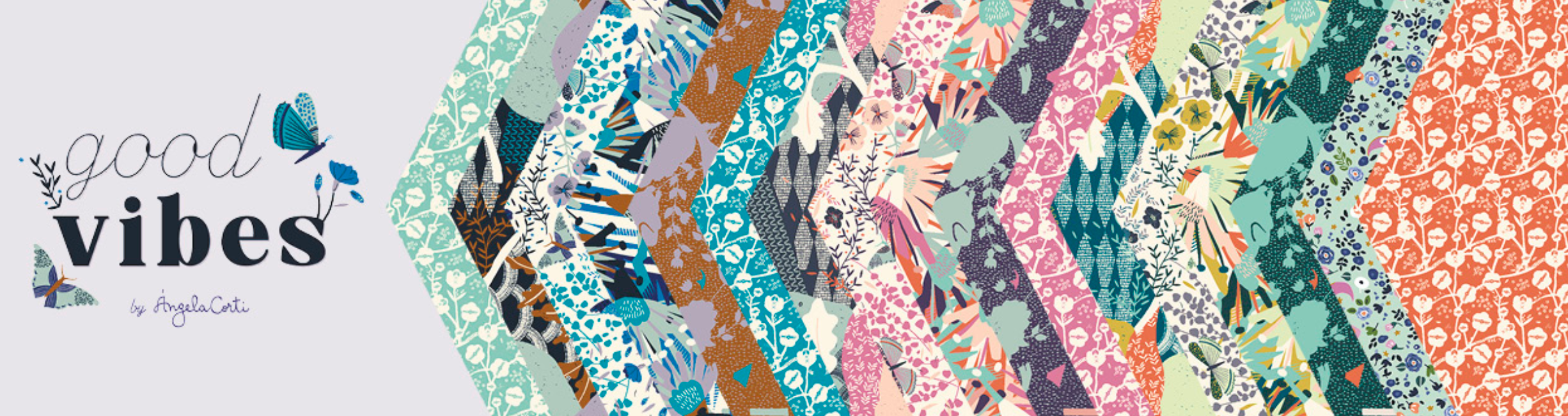 Good Vibes Fat Quarter Bundle by Angela Corti for Cotton + Steel Fabrics. 16 Coordinating Precut Cotton Fabric Fat Quarters
