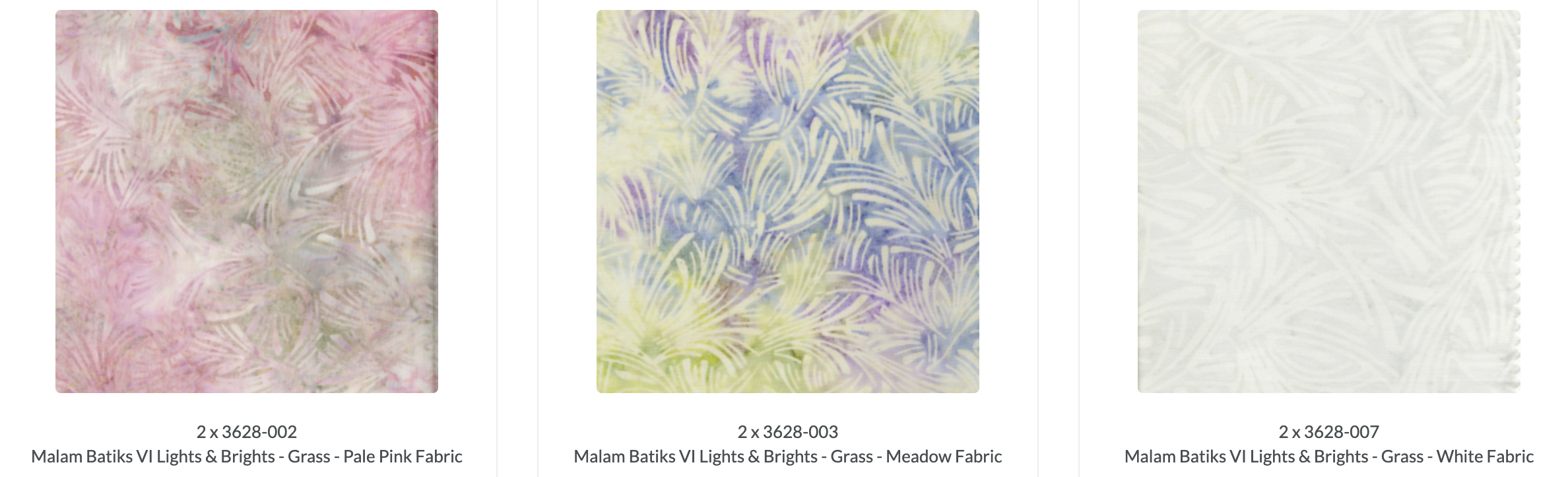 Malam Batiks VI Lights Patty Cake by Jinny Beyer featuring 42 premium 10-inch hand-dyed batik fabric squares in soft blue, aqua, lavender, yellow, pink, and green tones for quilting and sewing.