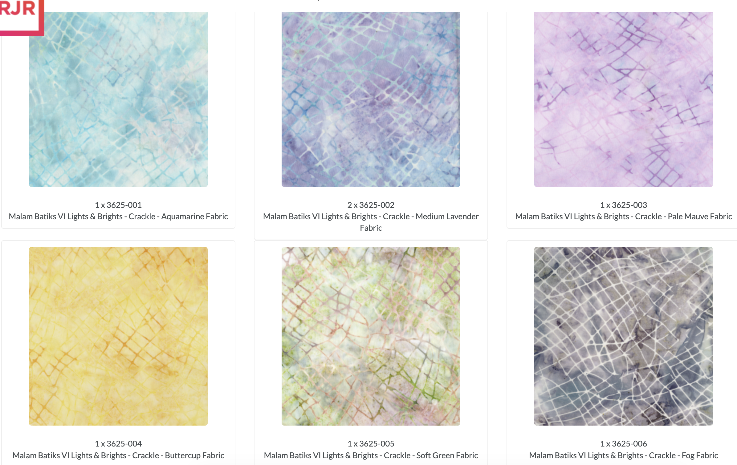 Malam Batiks VI Lights & Brights Patty Cake by Jinny Beyer for RJR Fabrics featuring 42 premium 10-inch hand-dyed batik fabric squares from the complete collection in vibrant blue, green, yellow, orange, pink, purple, and white tones for quilting and sewing.