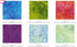 Malam Batiks VI Lights & Brights Patty Cake by Jinny Beyer for RJR Fabrics featuring 42 premium 10-inch hand-dyed batik fabric squares from the complete collection in vibrant blue, green, yellow, orange, pink, purple, and white tones for quilting and sewing.