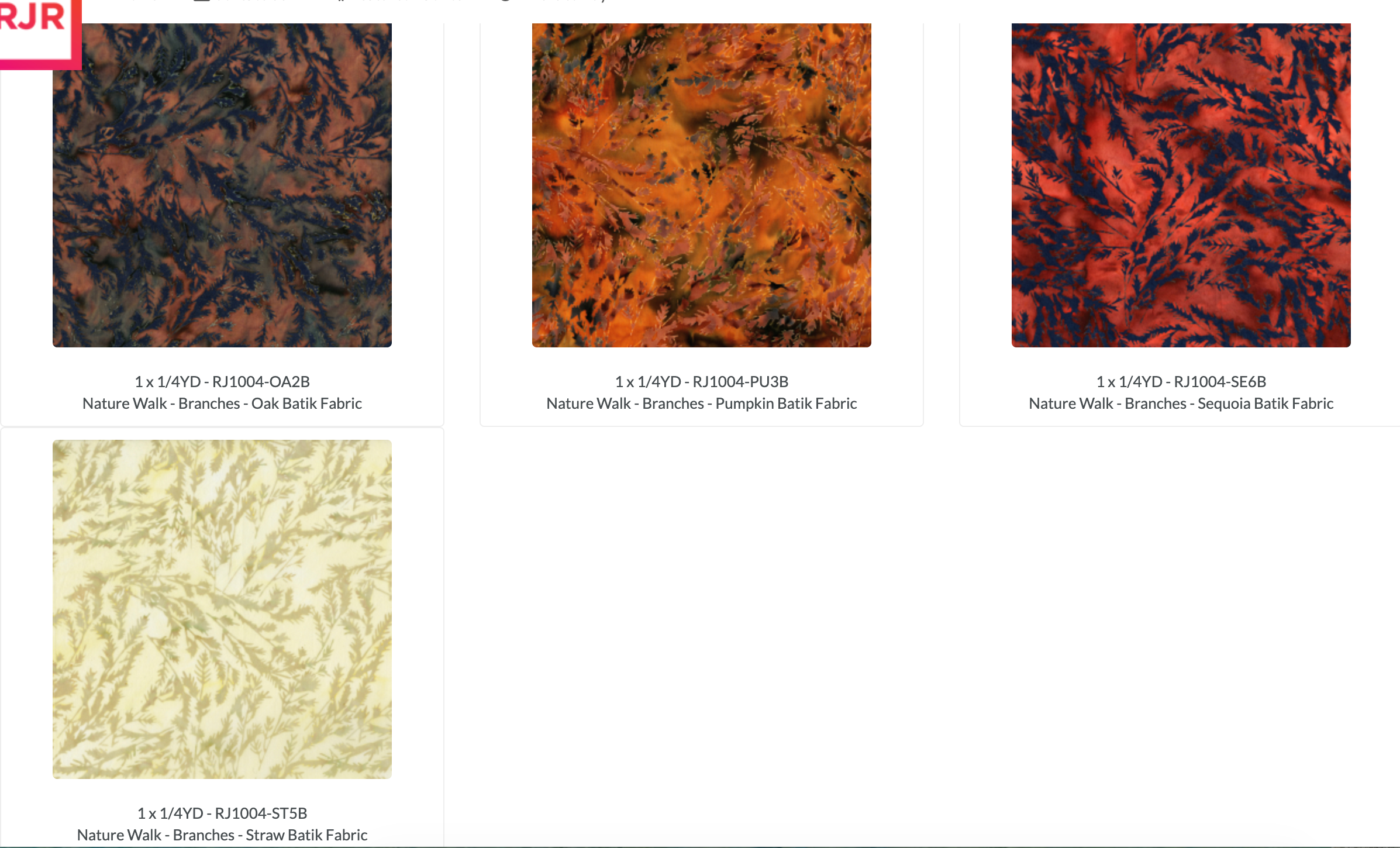 Nature Walk Batik Fat Quarter Bundle by RJR Fabrics with 22 colorful botanical, floral, leaf and branch print cotton batiks.