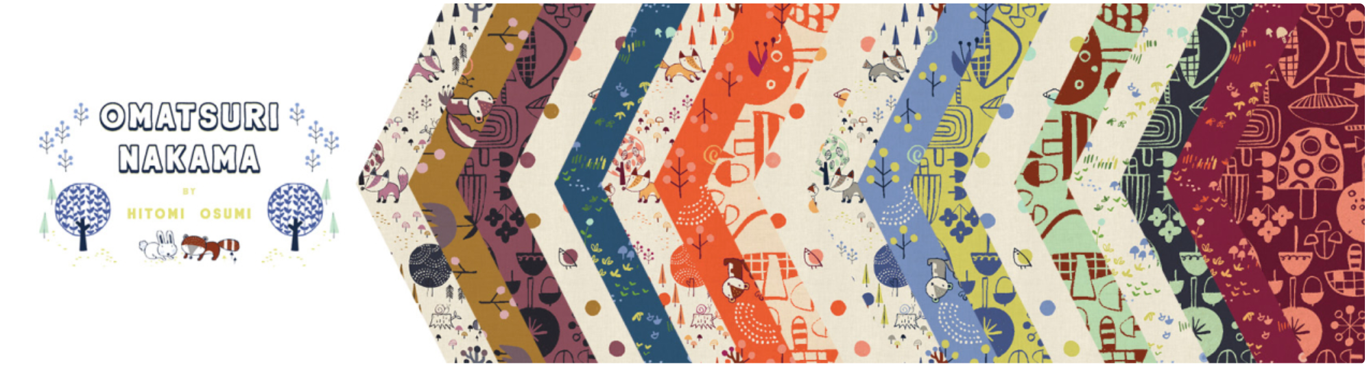 Omatsuri Nakama 5x5 charm pack by Hitomi Osumi for Cotton + Steel Fabrics with 42 Japanese-inspired precut cotton squares