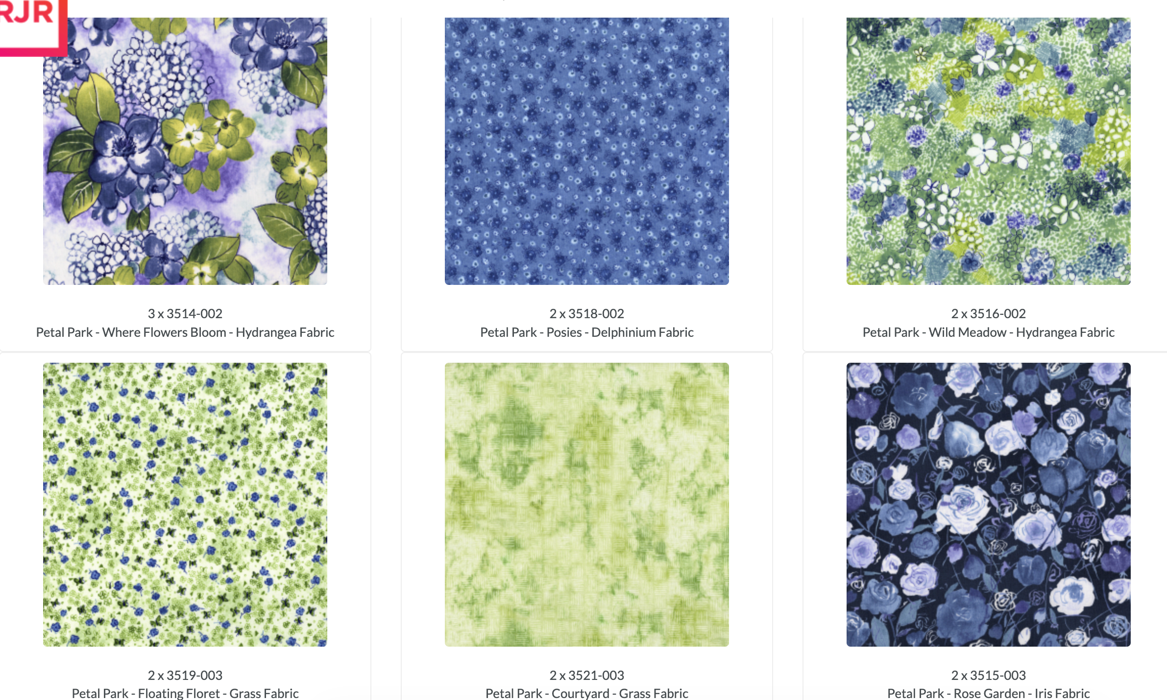Petal Park charm pack with 42 precut 5-inch floral cotton squares by RJR Studio for RJR Fabrics