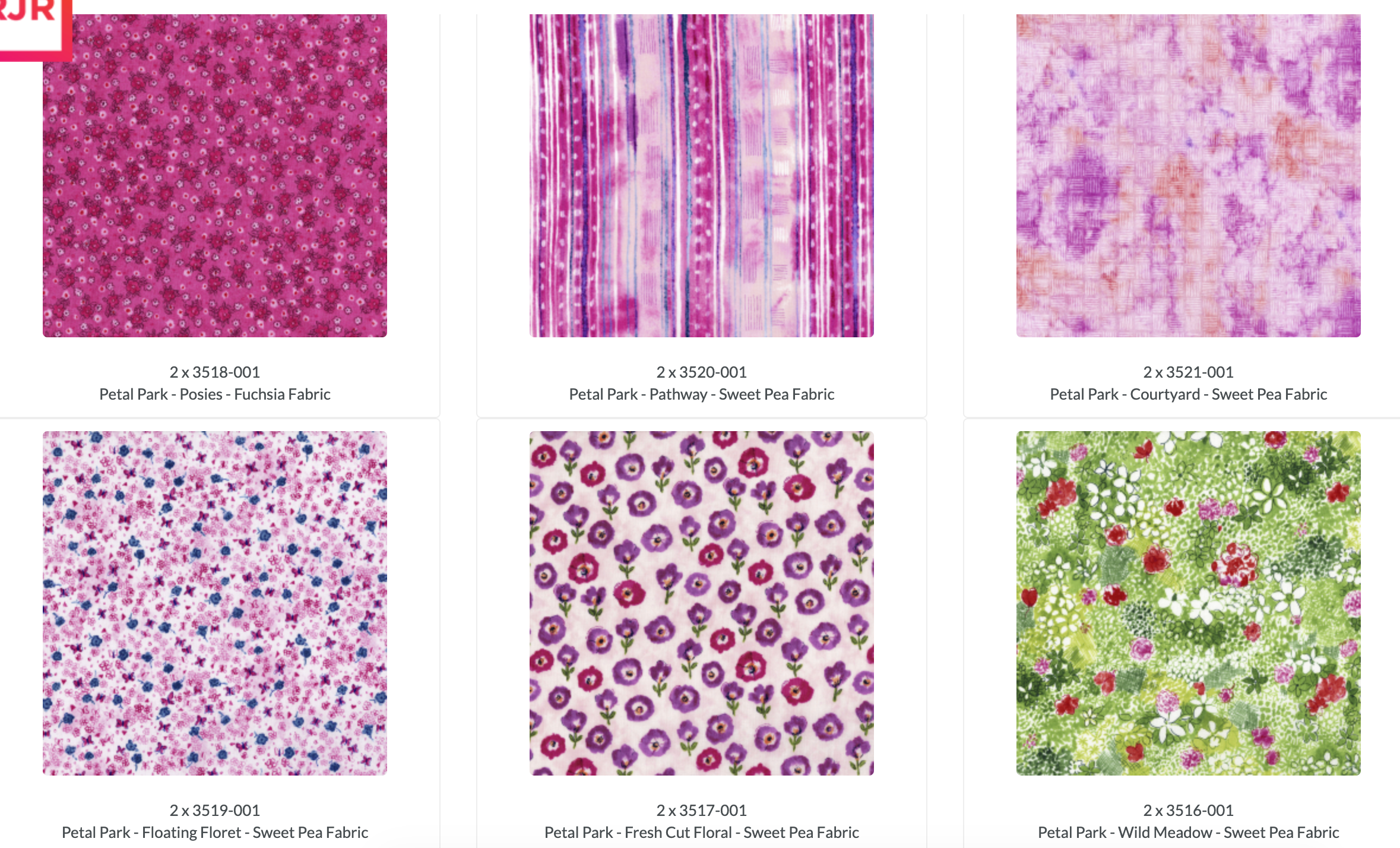 Petal Park charm pack with 42 precut 5-inch floral cotton squares by RJR Studio for RJR Fabrics