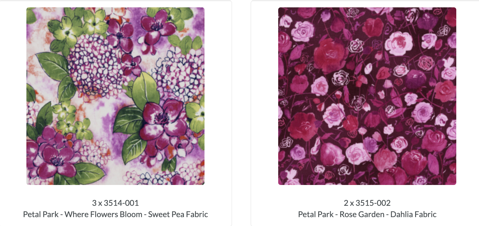 Petal Park charm pack with 42 precut 5-inch floral cotton squares by RJR Studio for RJR Fabrics