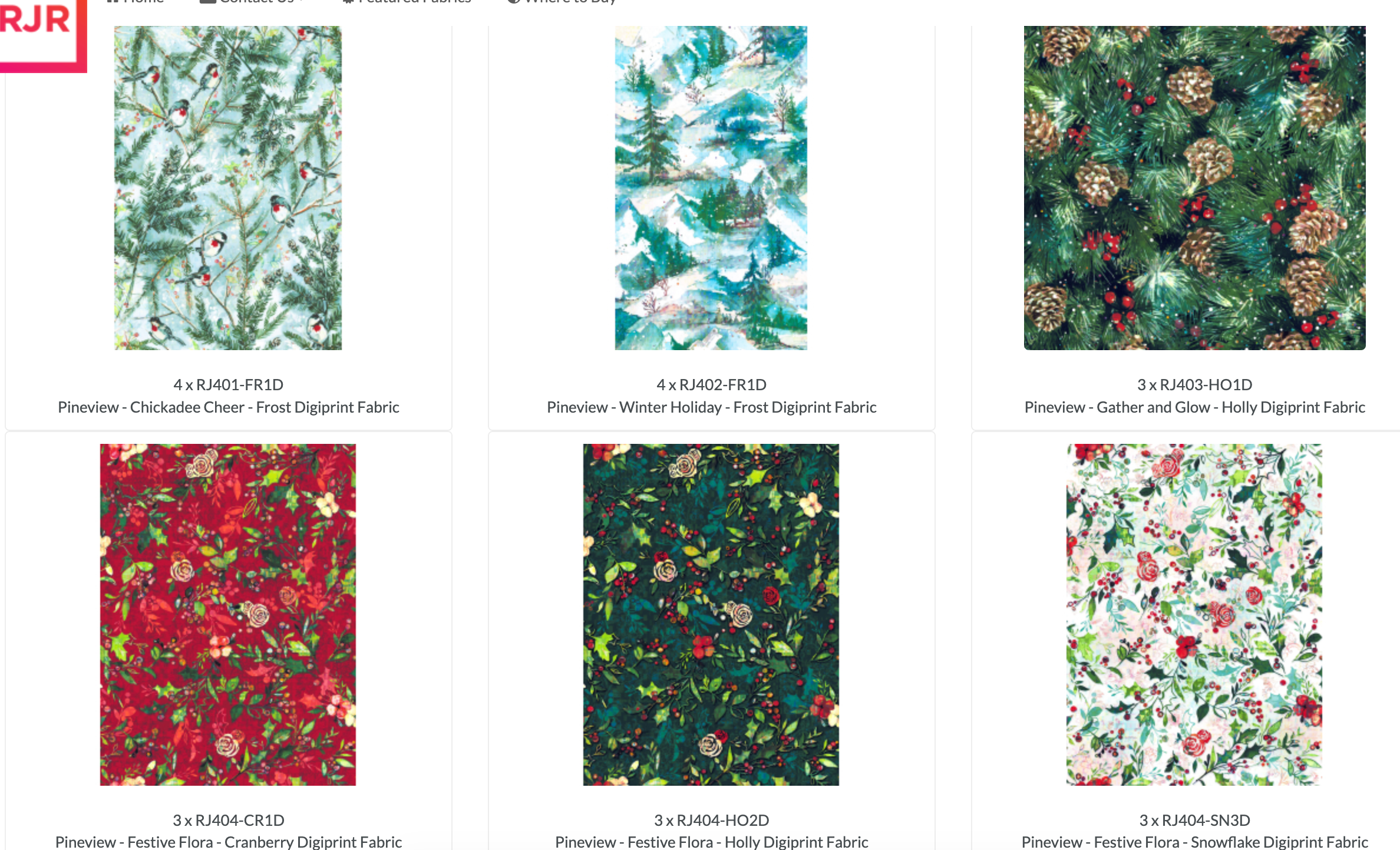 Pineview Digiprint charm pack with 42 precut 5-inch winter and Christmas cotton squares by RJR Studio for RJR Fabrics