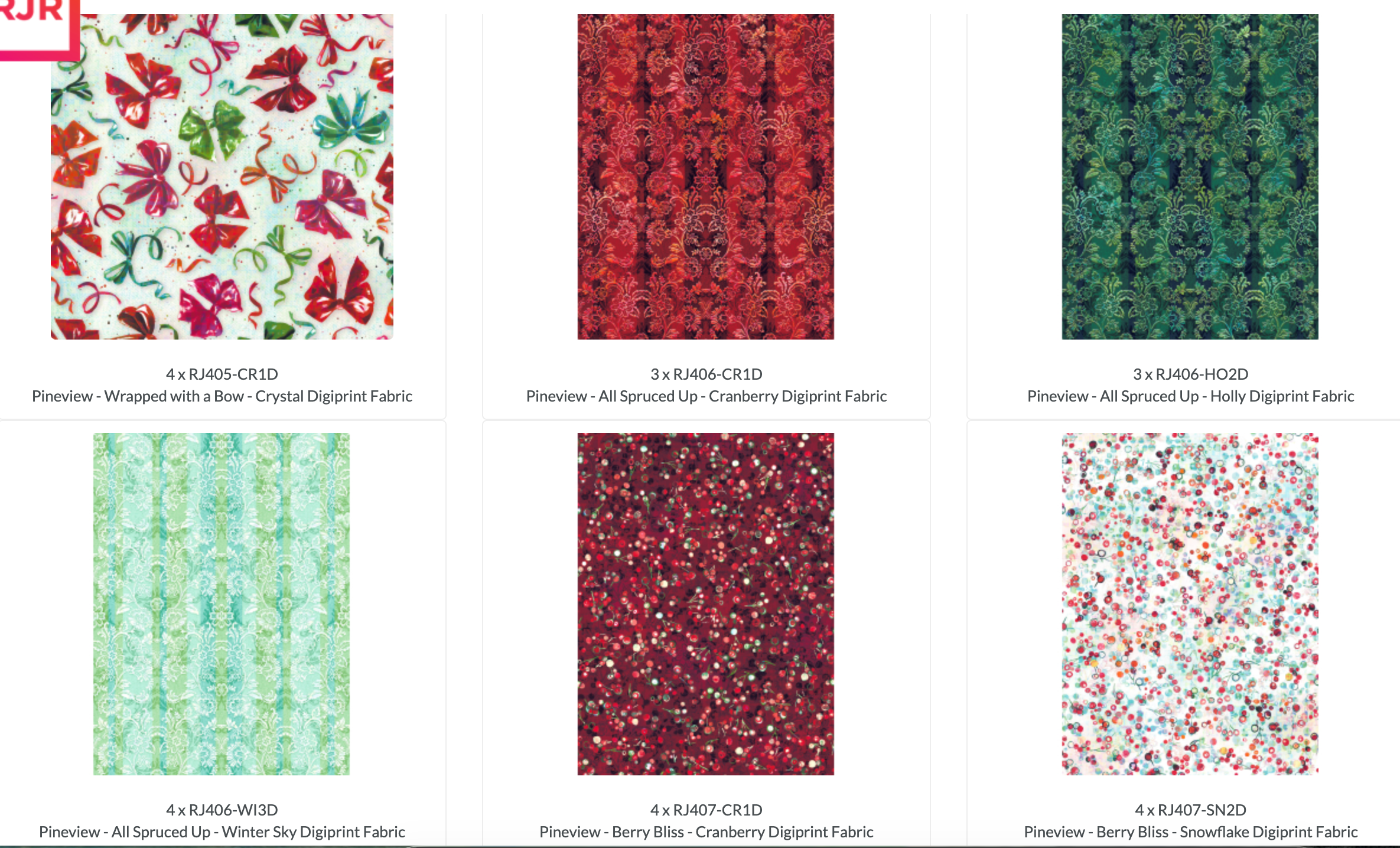 Pineview Digiprint charm pack with 42 precut 5-inch winter and Christmas cotton squares by RJR Studio for RJR Fabrics