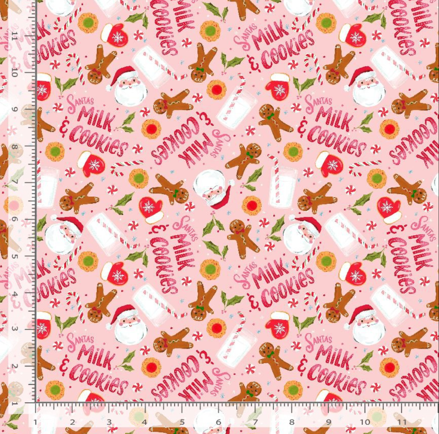 Jingle All The Way Milk & Cookies Peach Christmas fabric by Erica Ilene for Dear Stella Design