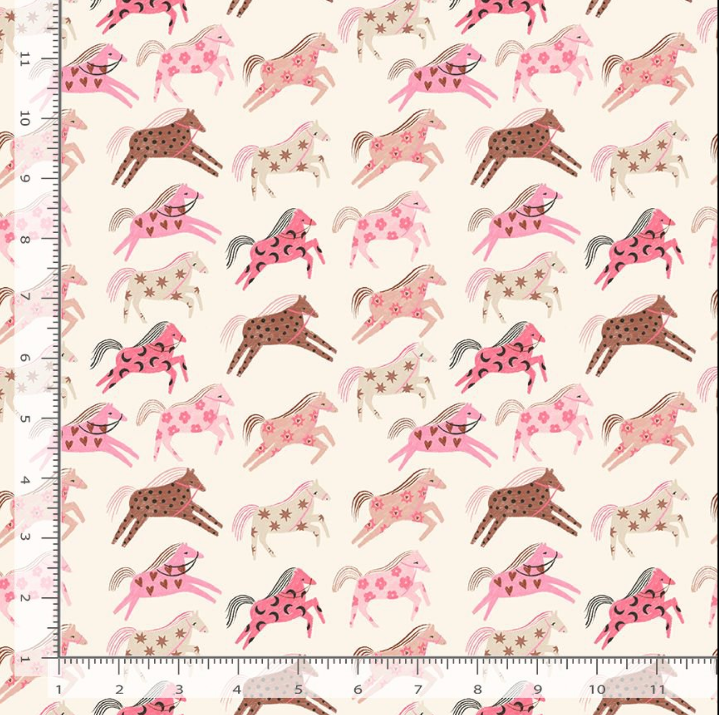 Pink Pony Club Wild Ain't For Tamin' Cream horse quilting cotton by Dear Stella Design