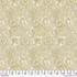 Lodden Pure Poppy Pearwood fabric by Morris & Co for FreeSpirit, featuring detailed poppy flowers, leaves, and botanical linework in warm gold on a soft cream background.