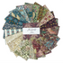 Lodden 5 Inch Charm Pack by Morris & Co for FreeSpirit Fabrics, showing an assortment of coordinating floral, bird, and botanical cotton fabric squares.