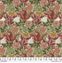 Suffolk Holiday Compton Rose fabric by Morris & Co for FreeSpirit, featuring rose and burgundy flowers, green foliage, cream accents, and warm gold details.