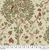 Suffolk Holiday Kelmscott Tree Barbed Berry fabric by Morris & Co featuring birds, leafy trees, flowers, and botanical vines in green, berry, cream, and gold tones.