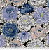 Brocade Peony Grey fabric by Philip Jacobs for Kaffe Fassett Collective, featuring oversized navy, blue, lavender, grey, blush, and cream peonies on a black-and-white floral background.