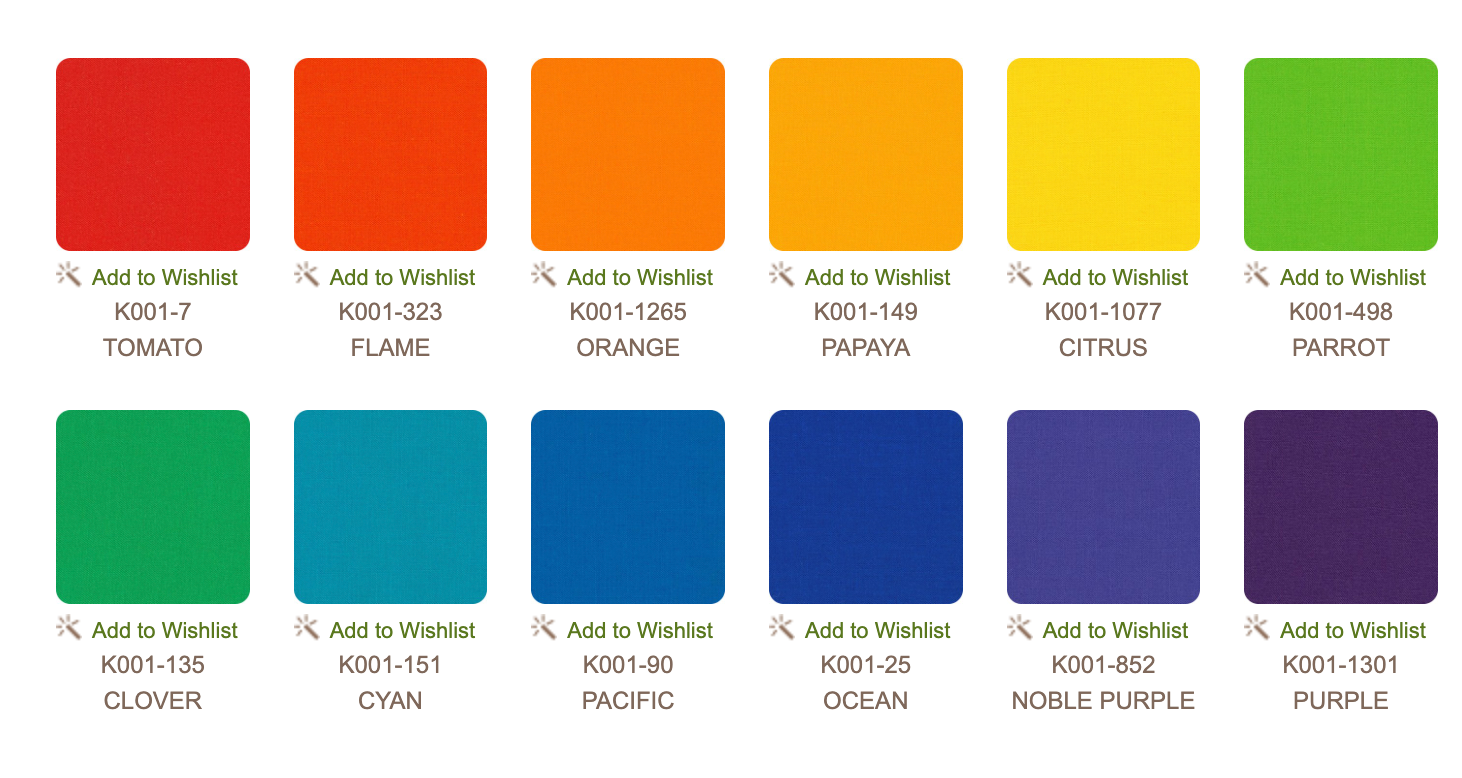 Kona Cotton - Bright Rainbow Palette Roll Up