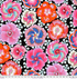 Floating Hibiscus Contrast fabric by Philip Jacobs for Kaffe Fassett Collective, featuring oversized pink, coral, orange, lavender, blue, cream, and red hibiscus flowers on a black background.