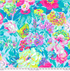 Voluptuous Pastel fabric by Philip Jacobs for Kaffe Fassett Collective, featuring oversized aqua, turquoise, pink, lavender, lime, and white flowers with colorful foliage.