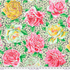 Rose Bloom Grey fabric by Philip Jacobs for Kaffe Fassett Collective, featuring oversized pink, coral, yellow, cream, and mint roses with green leaves on a soft grey floral background.