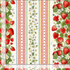 Sweet Berry strawberry stripe fabric by Timeless Treasures with red strawberries, white blossoms, gingham, and cream vertical stripes.