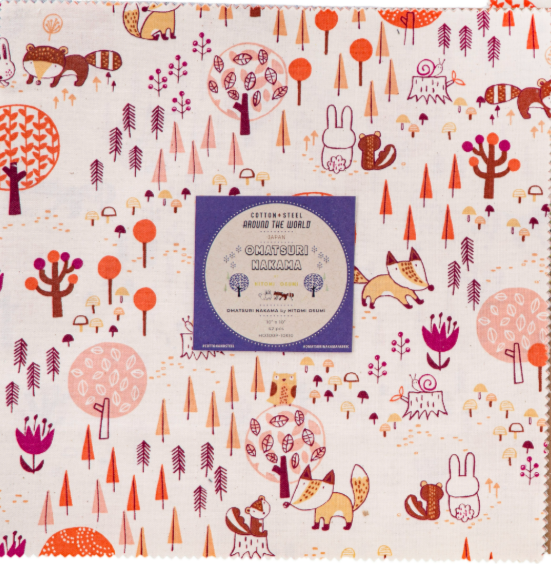 Omatsuri Nakama 10x10 Pack by Hitomi Osumi for Cotton + Steel – Precut 10" squares with colorful Japanese festival designs.