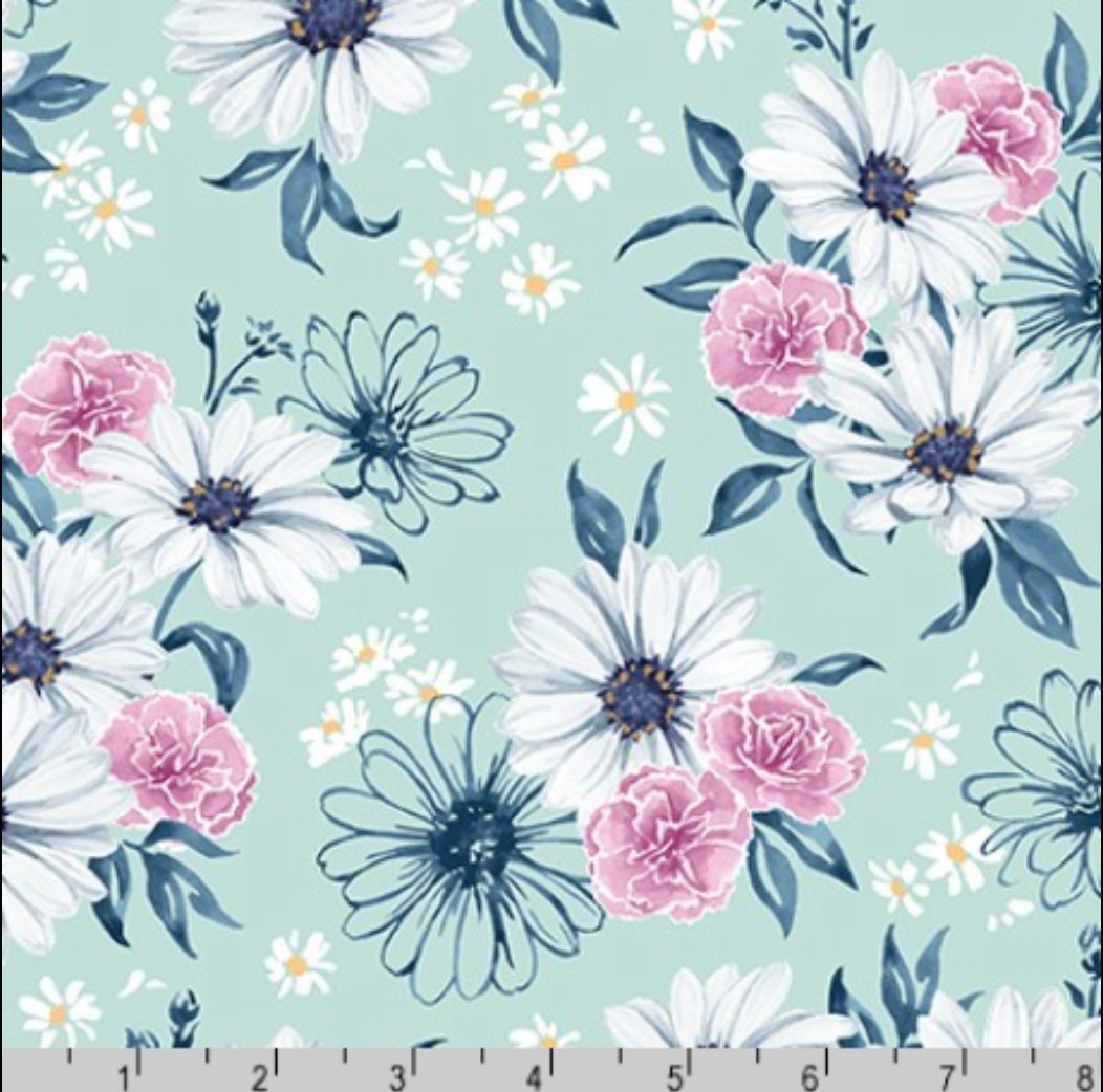 Wishwell Lawns - Florals Mint Yardage