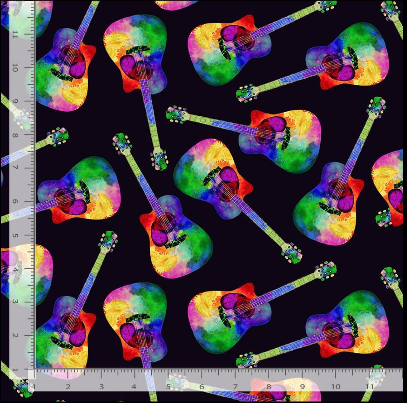 Painted Guitar Tossed Guitars Fabric by Timeless Treasures