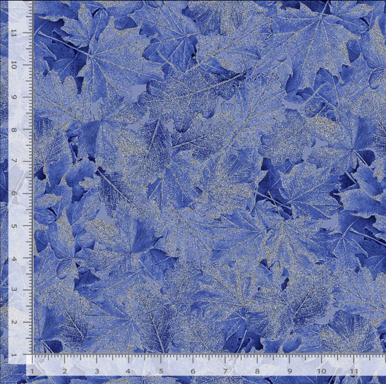 Ice Winter Large Leaves Glitter Fabric by Timeless Treasures