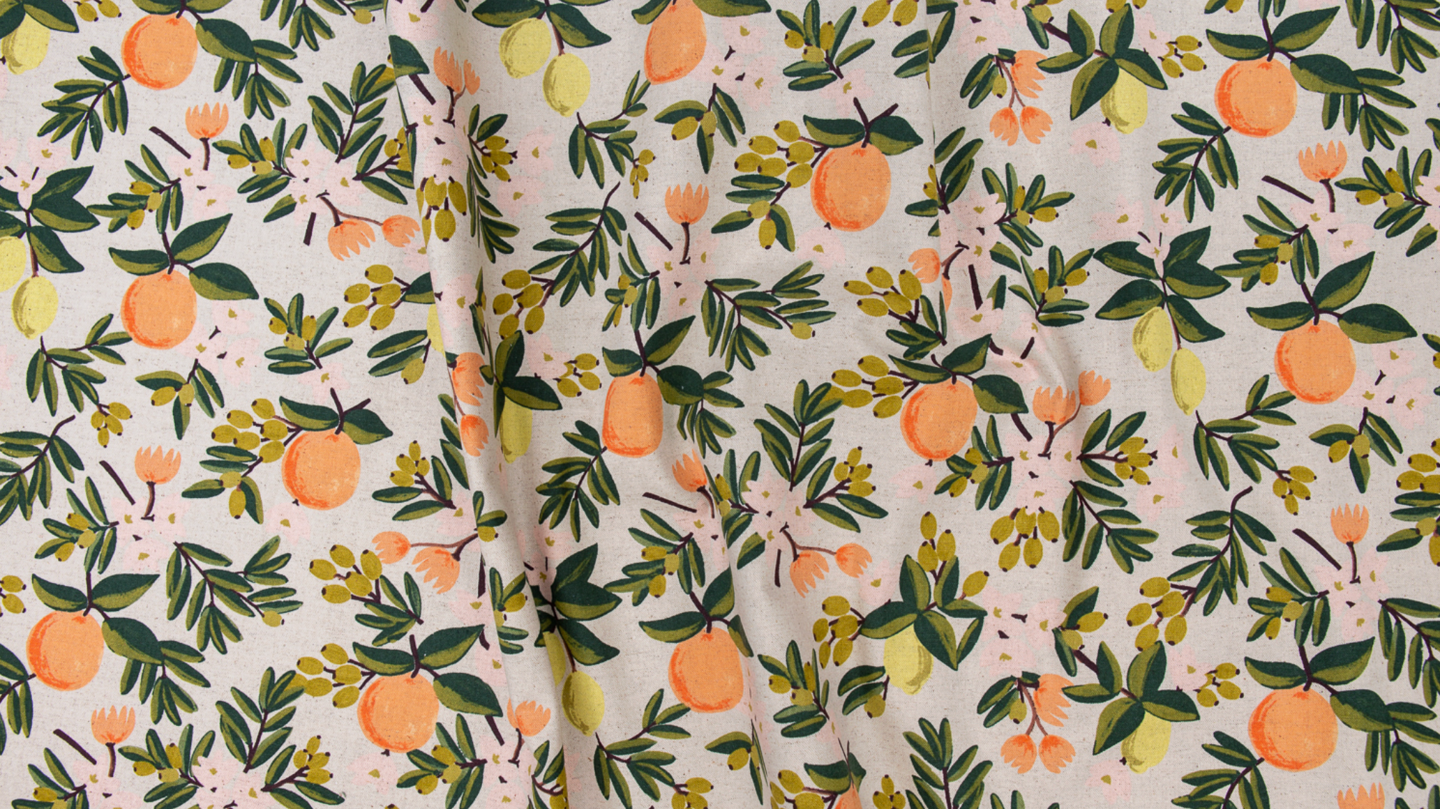 Primavera - Citrus Floral Sand Canvas Yardage