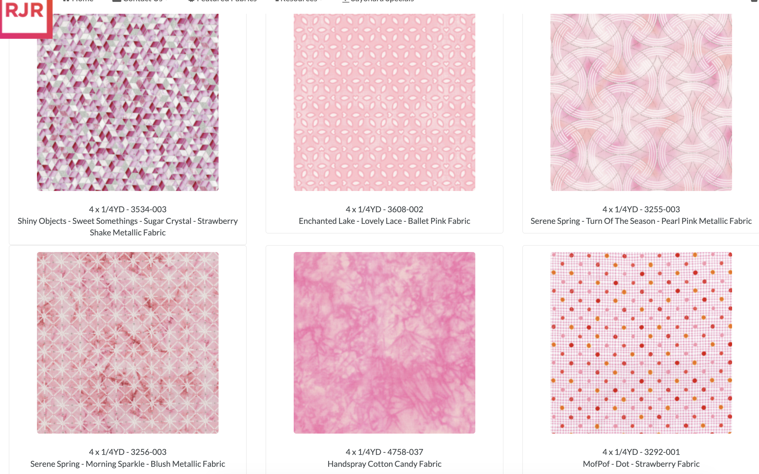 Valentine Fat Quarter Box by RJR Studio for RJR Fabrics featuring 120 premium cotton fat quarters with 30 coordinating metallic glitter Valentine's prints in pink, red, burgundy, cream, and teal.