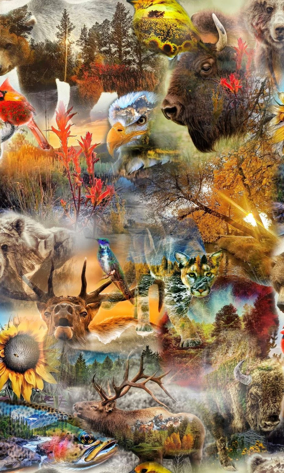 Nature Woven Collage Earth digital cotton fabric by Travis Glasgow for Hoffman Fabrics