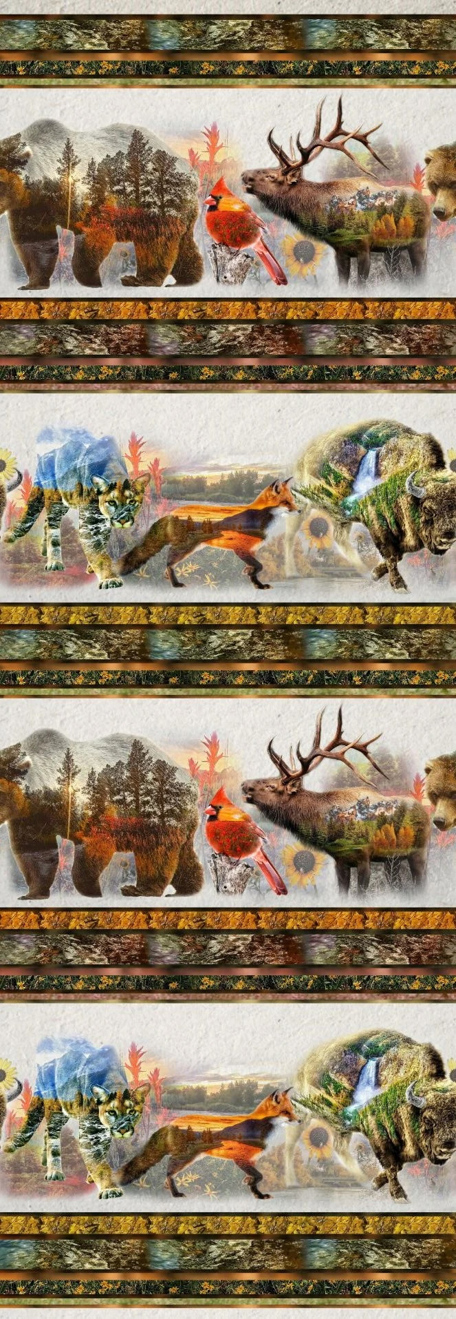 Nature Woven Border Earth digital fabric by Travis Glasgow for Hoffman Fabrics