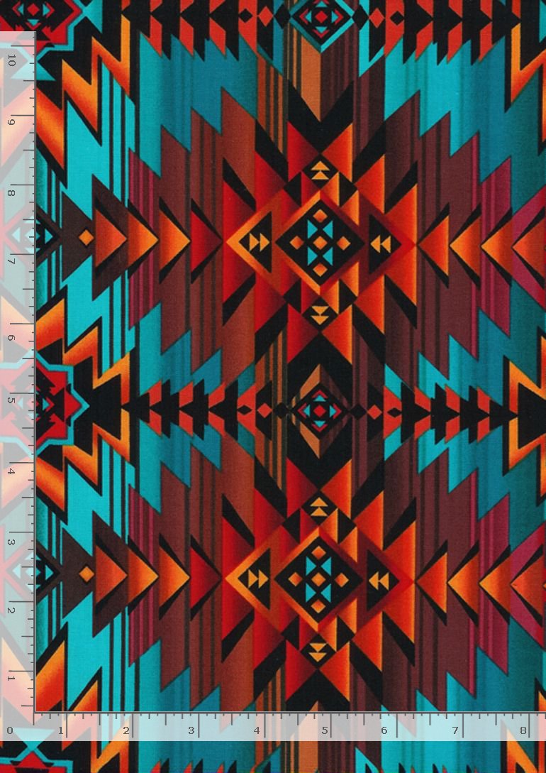 Southwest Blanket Print Turquoise fabric by Timeless Treasures – 100% cotton Southwestern pattern for quilts and rustic décor.